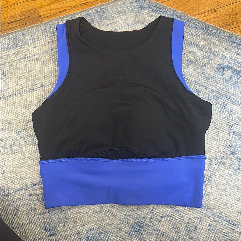 Lululemon Blue, Black, Red Racerback Sports Bra with Color Blocking